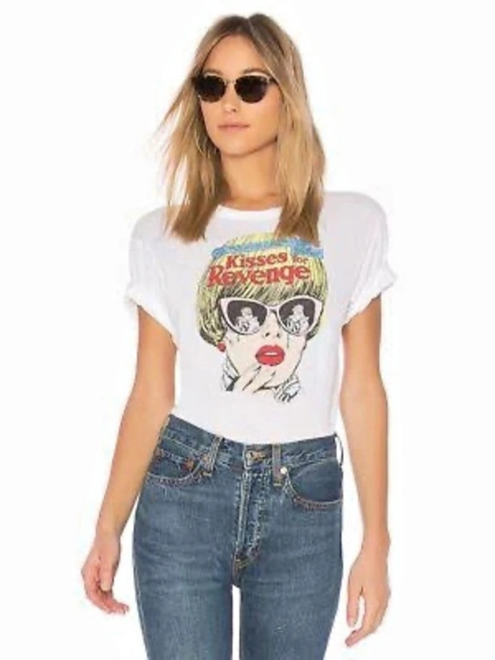 RE/DONE Kisses for Revenge Tee Graphic Short Sleeve White